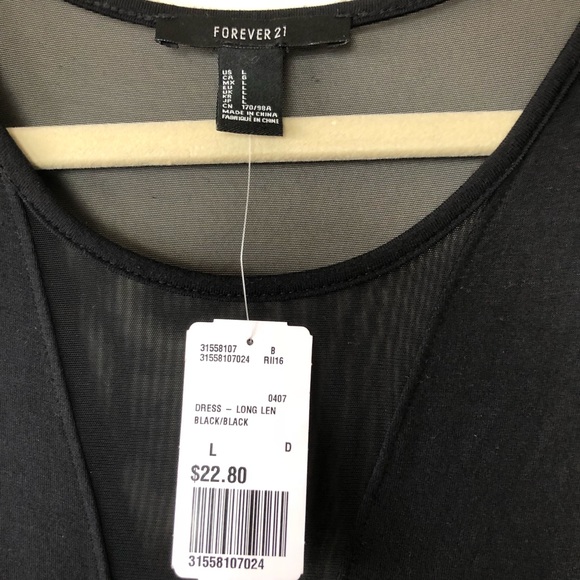 Forever 21 Black Dress Mesh Open Back Detail Large - Picture 5 of 5